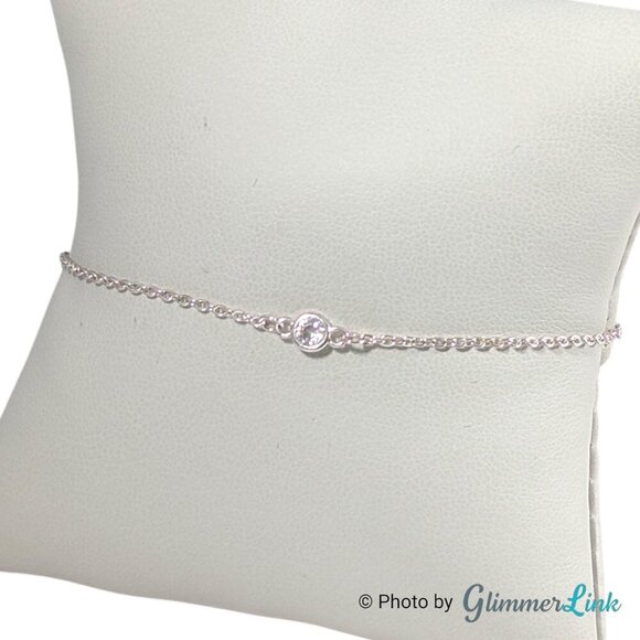 Ettika Minimalist Solo Crystal Silver Plater Chain Bracelet - Picture 2 of 10